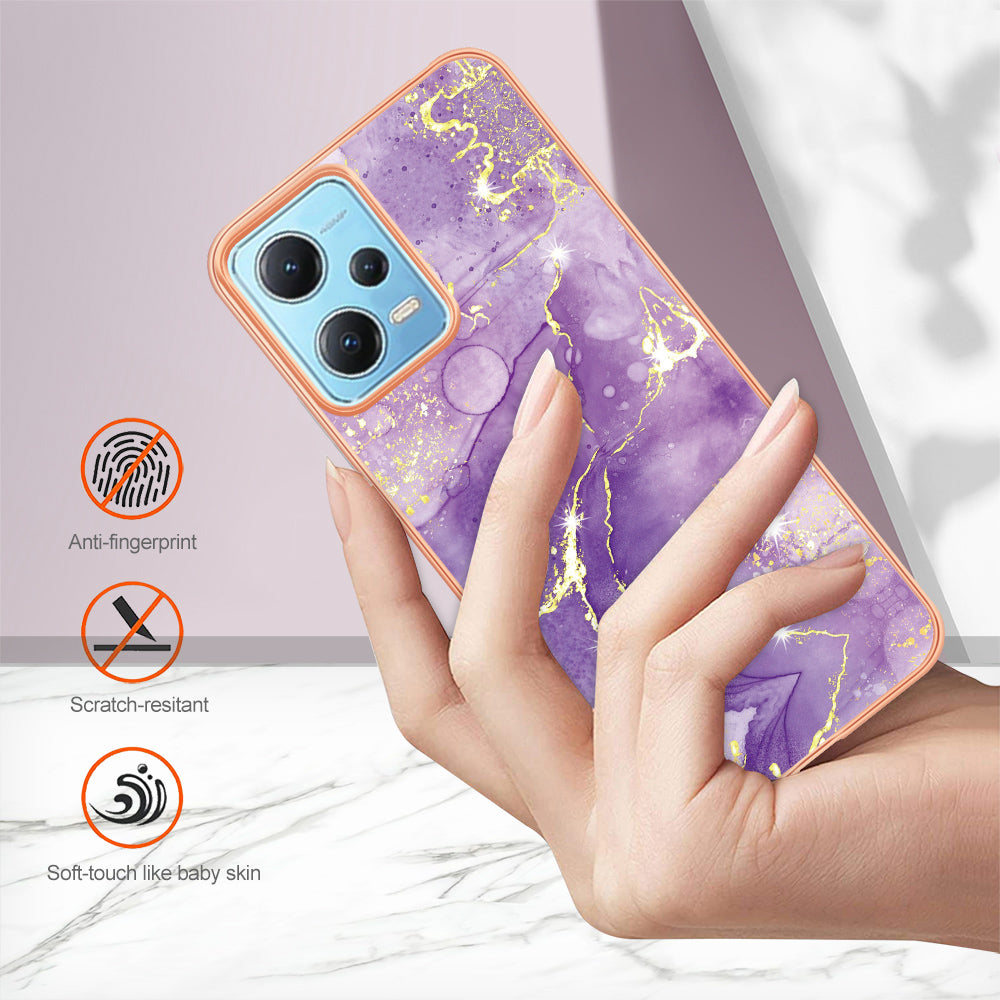 For Xiaomi Poco X5 5G / Redmi Note 12 5G (Global) / (China) / (India) YB IMD Series-2 Marble Pattern IMD TPU Case Cover