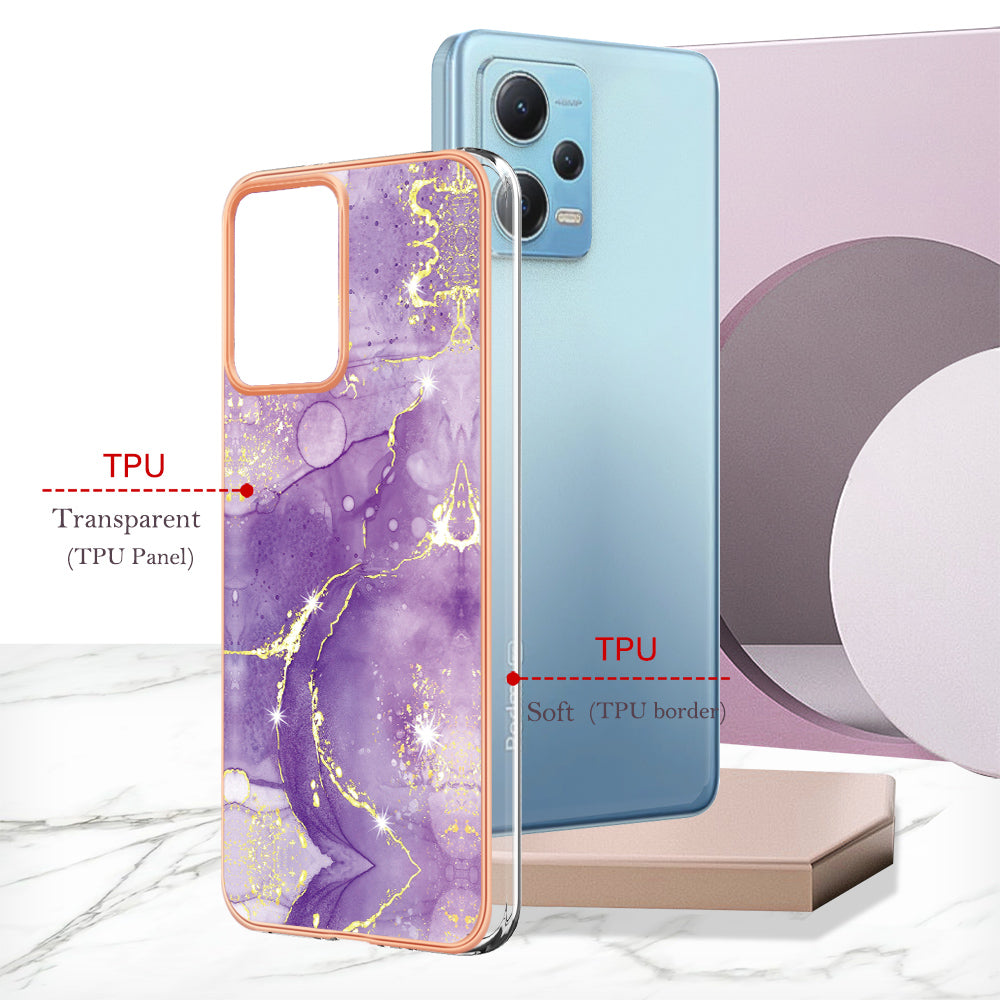 For Xiaomi Poco X5 5G / Redmi Note 12 5G (Global) / (China) / (India) YB IMD Series-2 Marble Pattern IMD TPU Case Cover