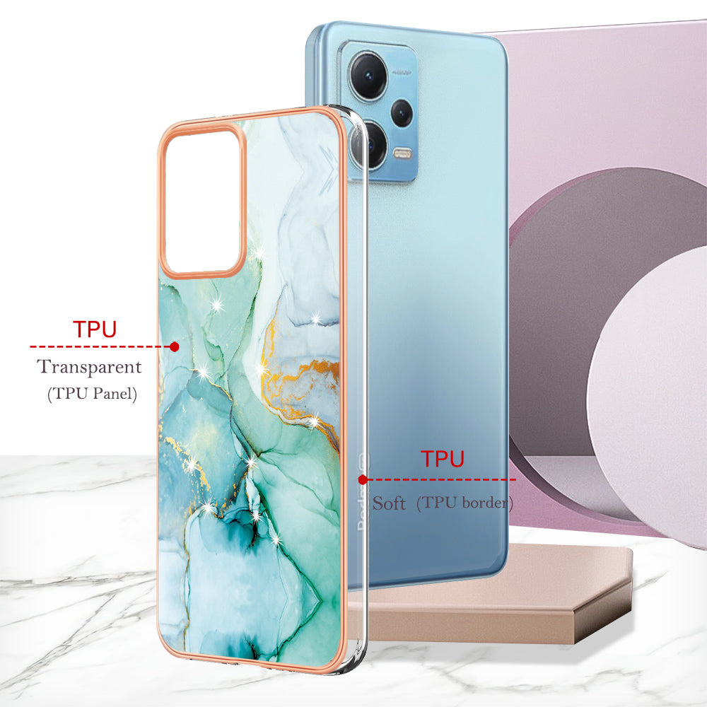 For Xiaomi Poco X5 5G / Redmi Note 12 5G (Global) / (China) / (India) YB IMD Series-2 Marble Pattern IMD TPU Case Cover