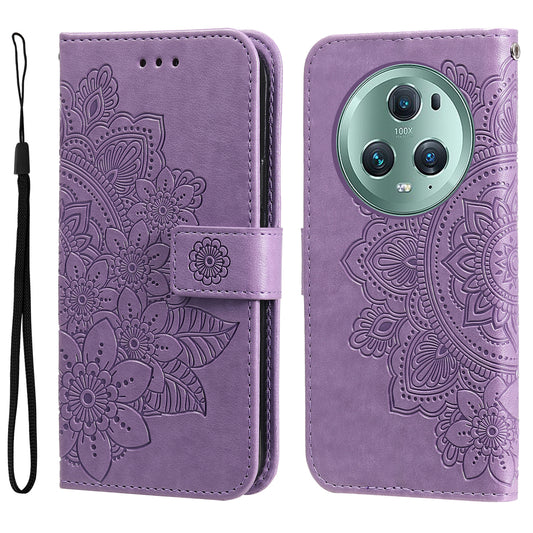 For Honor Magic5 Pro Flower Imprinting Phone Leather Case Stand Wallet Shockproof Phone Cover