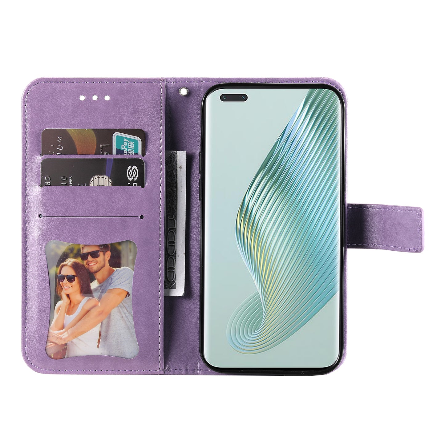 For Honor Magic5 Pro Flower Imprinting Phone Leather Case Stand Wallet Shockproof Phone Cover