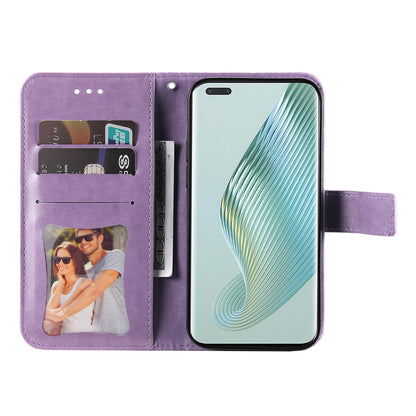 For Honor Magic5 Pro Flower Imprinting Phone Leather Case Stand Wallet Shockproof Phone Cover