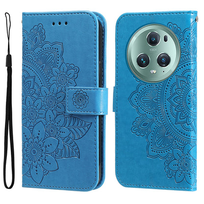 For Honor Magic5 Pro Flower Imprinting Phone Leather Case Stand Wallet Shockproof Phone Cover