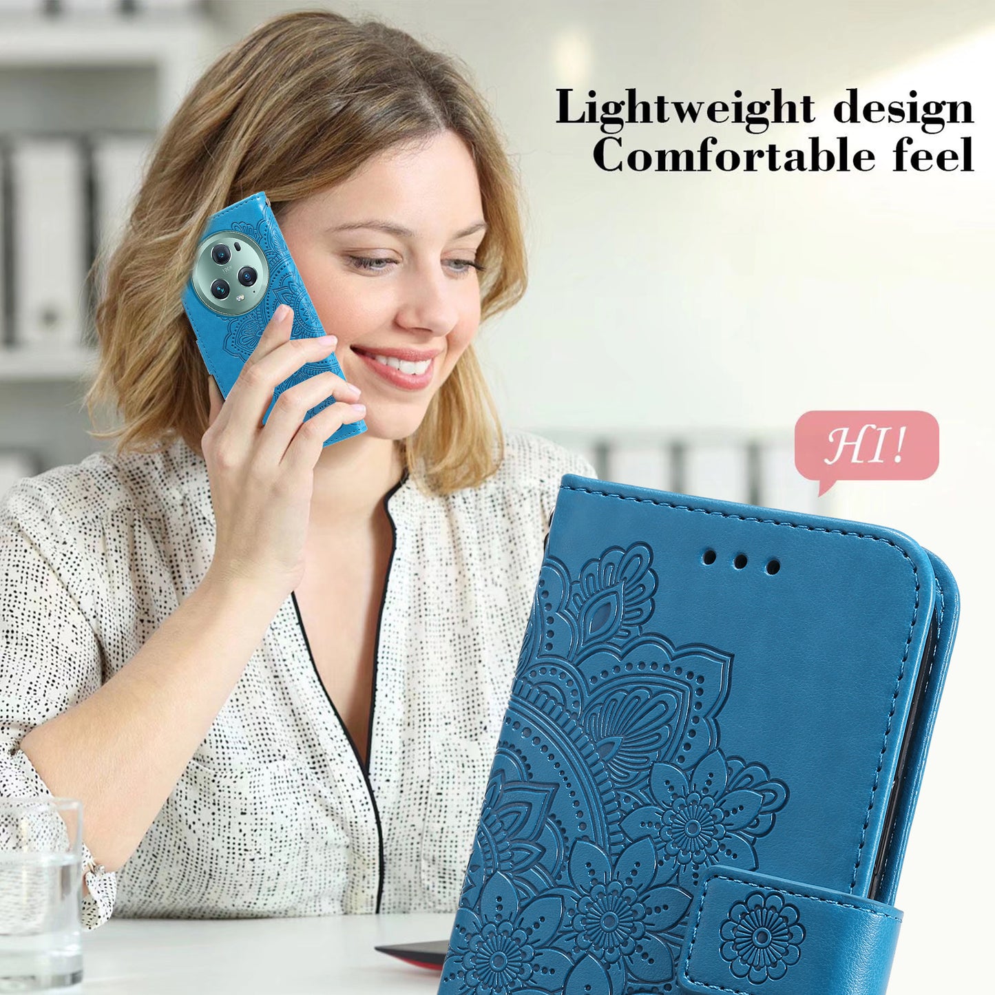 For Honor Magic5 Pro Flower Imprinting Phone Leather Case Stand Wallet Shockproof Phone Cover