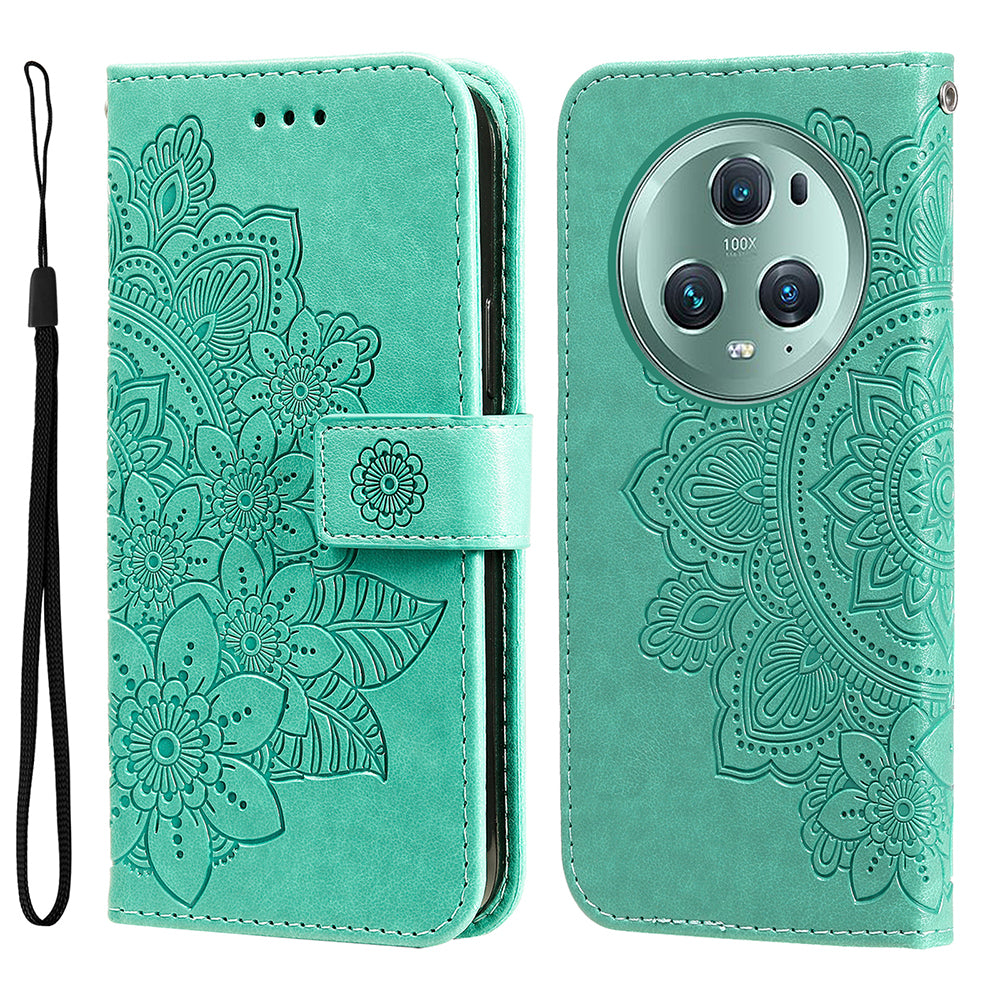 For Honor Magic5 Pro Flower Imprinting Phone Leather Case Stand Wallet Shockproof Phone Cover