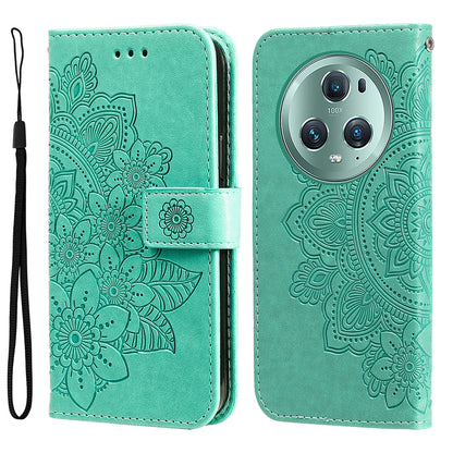 For Honor Magic5 Pro Flower Imprinting Phone Leather Case Stand Wallet Shockproof Phone Cover