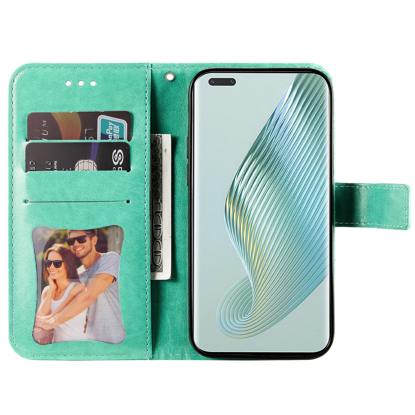 For Honor Magic5 Pro Flower Imprinting Phone Leather Case Stand Wallet Shockproof Phone Cover