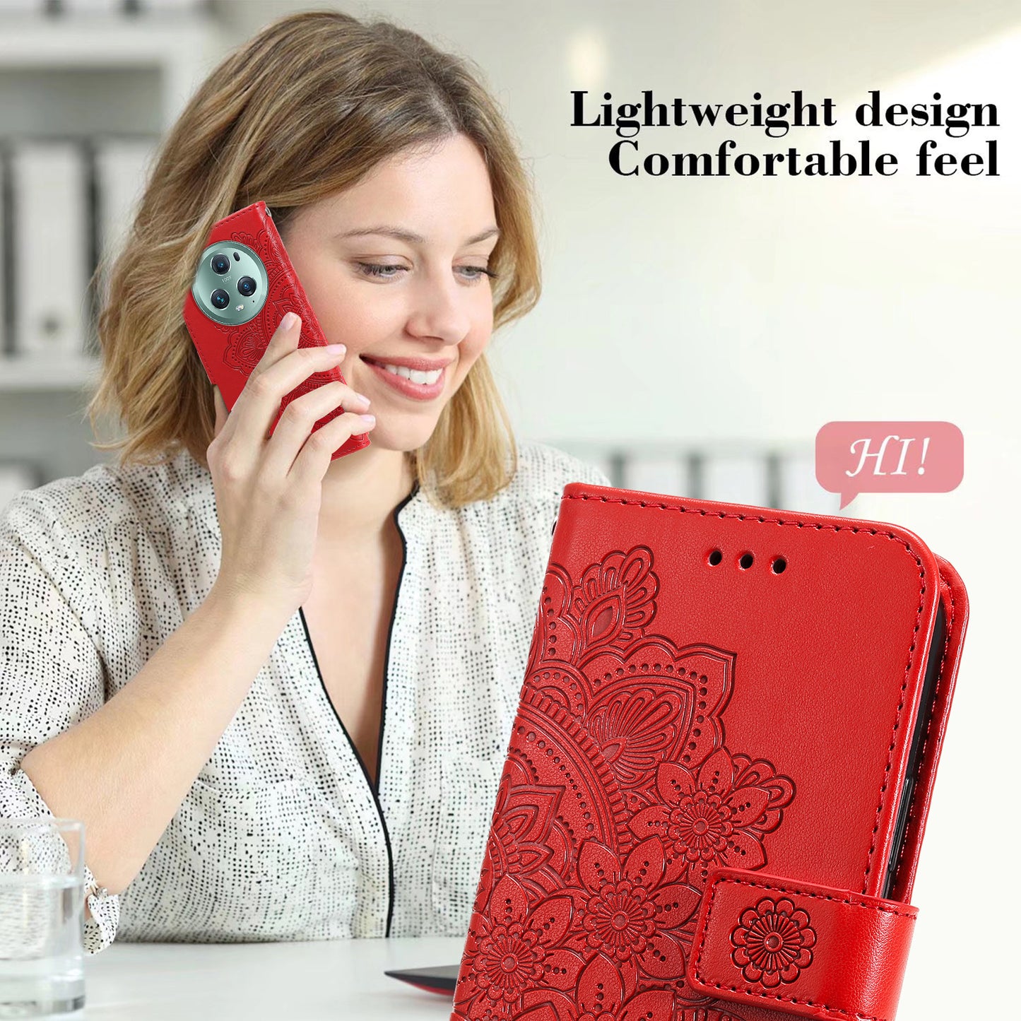 For Honor Magic5 Pro Flower Imprinting Phone Leather Case Stand Wallet Shockproof Phone Cover