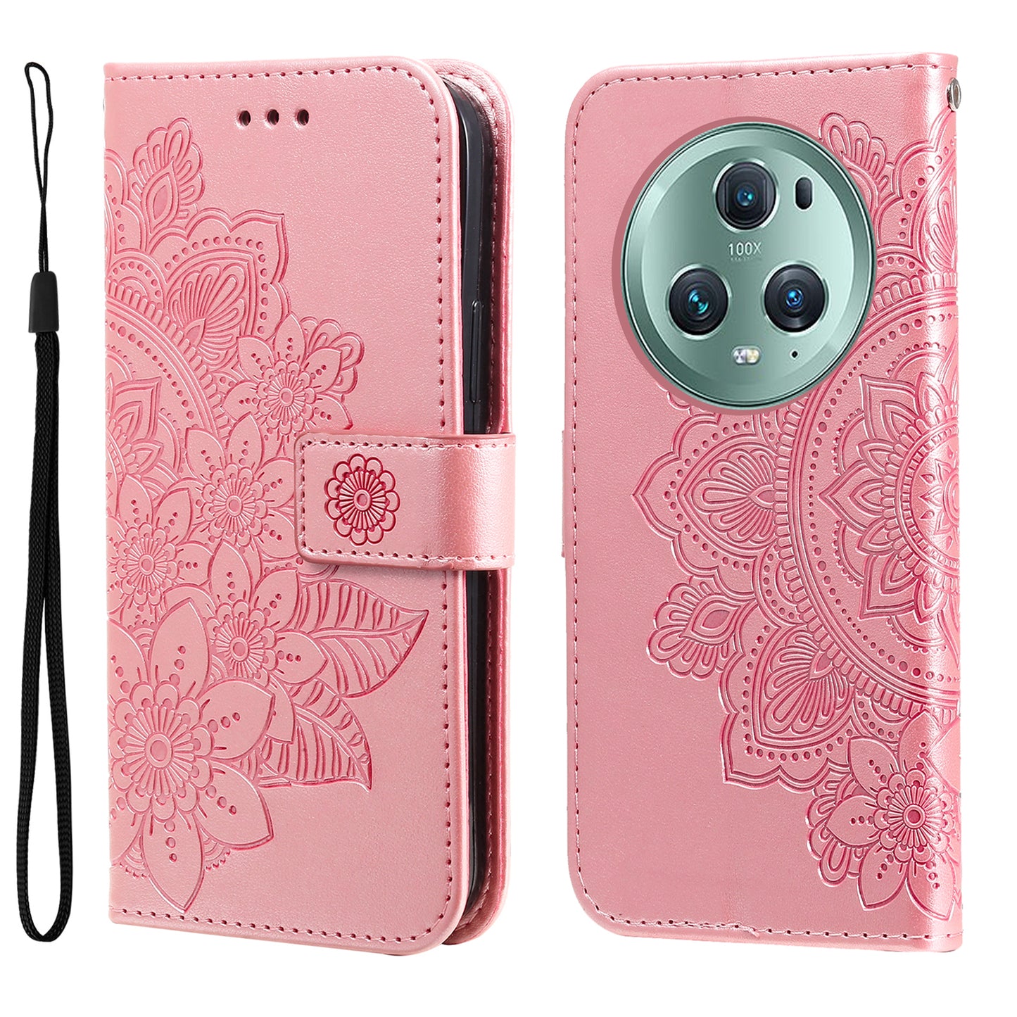 For Honor Magic5 Pro Flower Imprinting Phone Leather Case Stand Wallet Shockproof Phone Cover