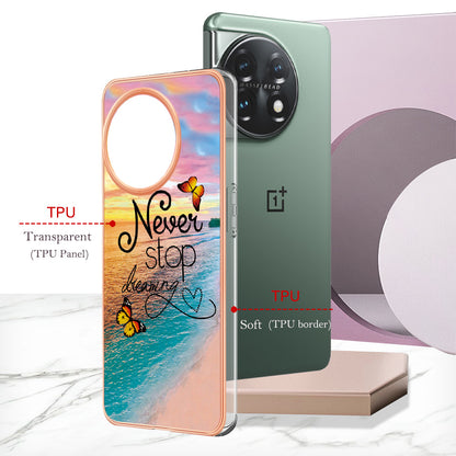 YB IMD Series-1 for OnePlus 11 5G Anti-Dust Phone Case Marble Floral Pattern Electroplating TPU IMD Cover