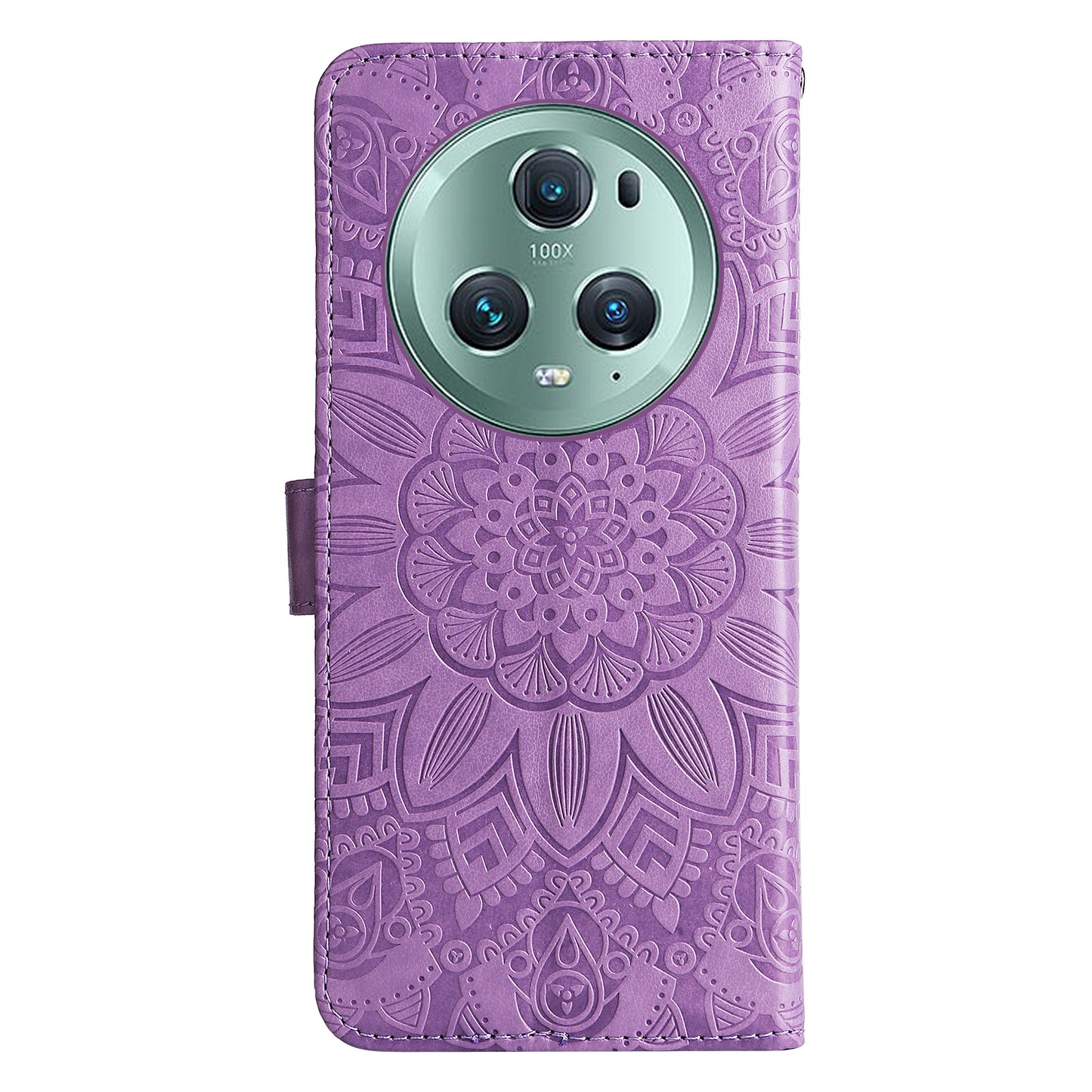 PU Leather Stand Cover for Honor Magic5 Pro Sunflower Imprinted Phone Wallet Case with Strap