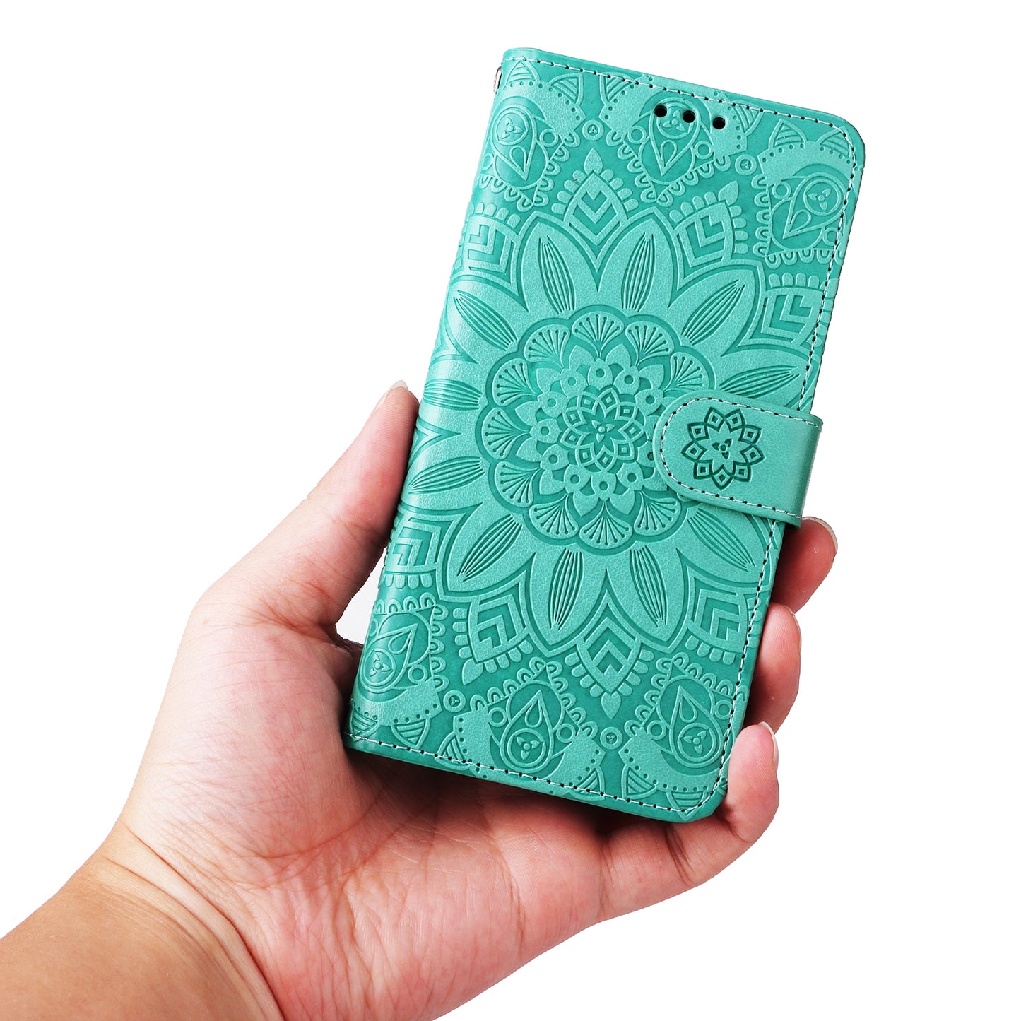 PU Leather Stand Cover for Honor Magic5 Pro Sunflower Imprinted Phone Wallet Case with Strap