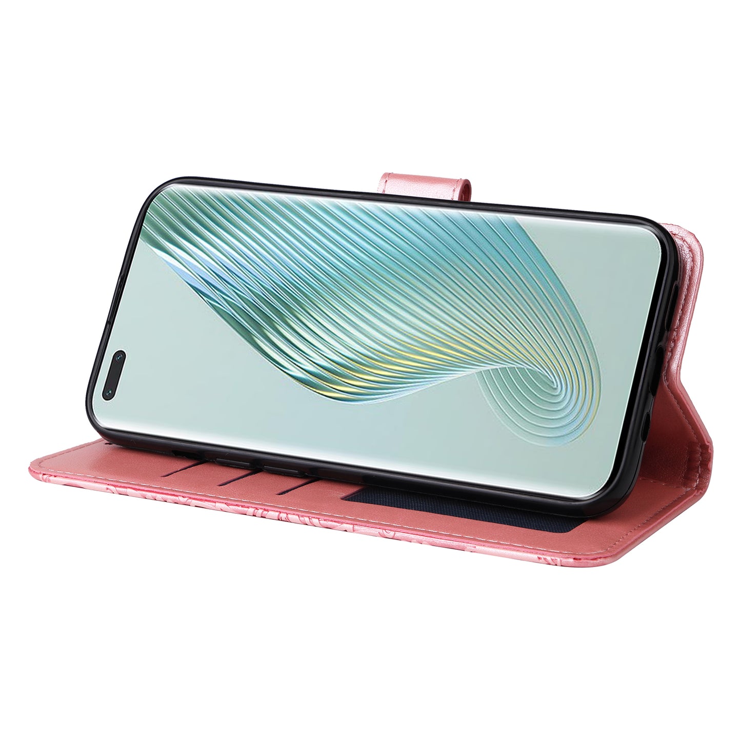 PU Leather Stand Cover for Honor Magic5 Pro Sunflower Imprinted Phone Wallet Case with Strap