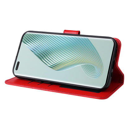 PU Leather Stand Cover for Honor Magic5 Pro Sunflower Imprinted Phone Wallet Case with Strap