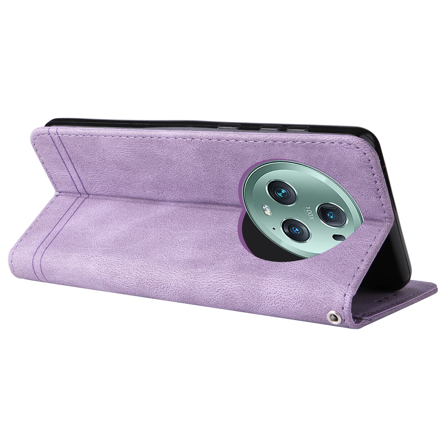 Phone Cover for Honor Magic5 Pro Skin-touch Leather Case Imprinted Lines Wallet Stand Shell