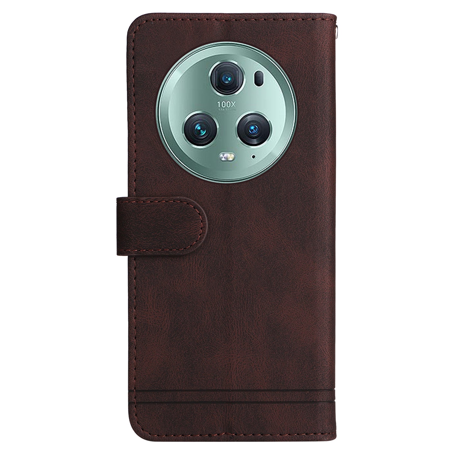 Phone Cover for Honor Magic5 Pro Skin-touch Leather Case Imprinted Lines Wallet Stand Shell