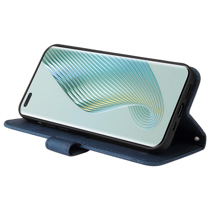 Phone Cover for Honor Magic5 Pro Skin-touch Leather Case Imprinted Lines Wallet Stand Shell