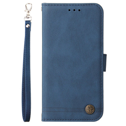Phone Cover for Honor Magic5 Pro Skin-touch Leather Case Imprinted Lines Wallet Stand Shell