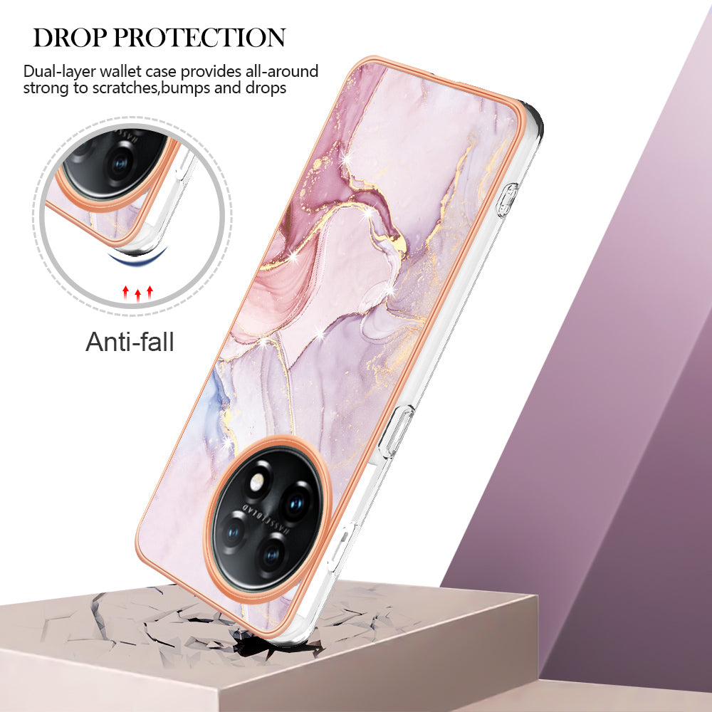 For OnePlus 11 5G YB IMD Series-2 Marble Pattern IMD TPU Case Electroplating Cell Phone Shell