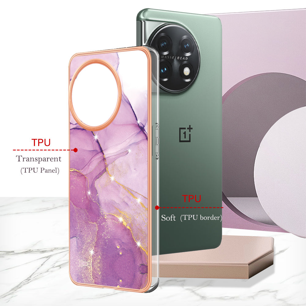 For OnePlus 11 5G YB IMD Series-2 Marble Pattern IMD TPU Case Electroplating Cell Phone Shell