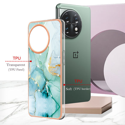 For OnePlus 11 5G YB IMD Series-2 Marble Pattern IMD TPU Case Electroplating Cell Phone Shell