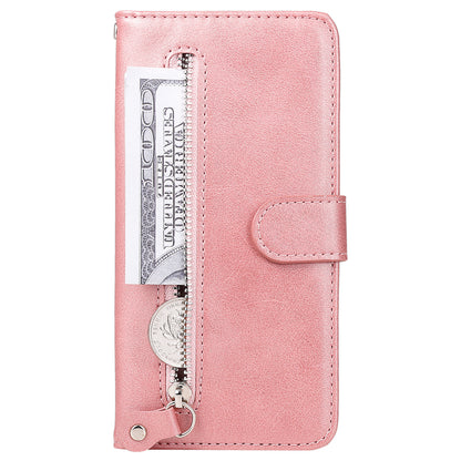 Wallet Phone Cover for Honor Magic5 Pro PU Leather Case Zipper Pocket Calf Texture Stand Shell