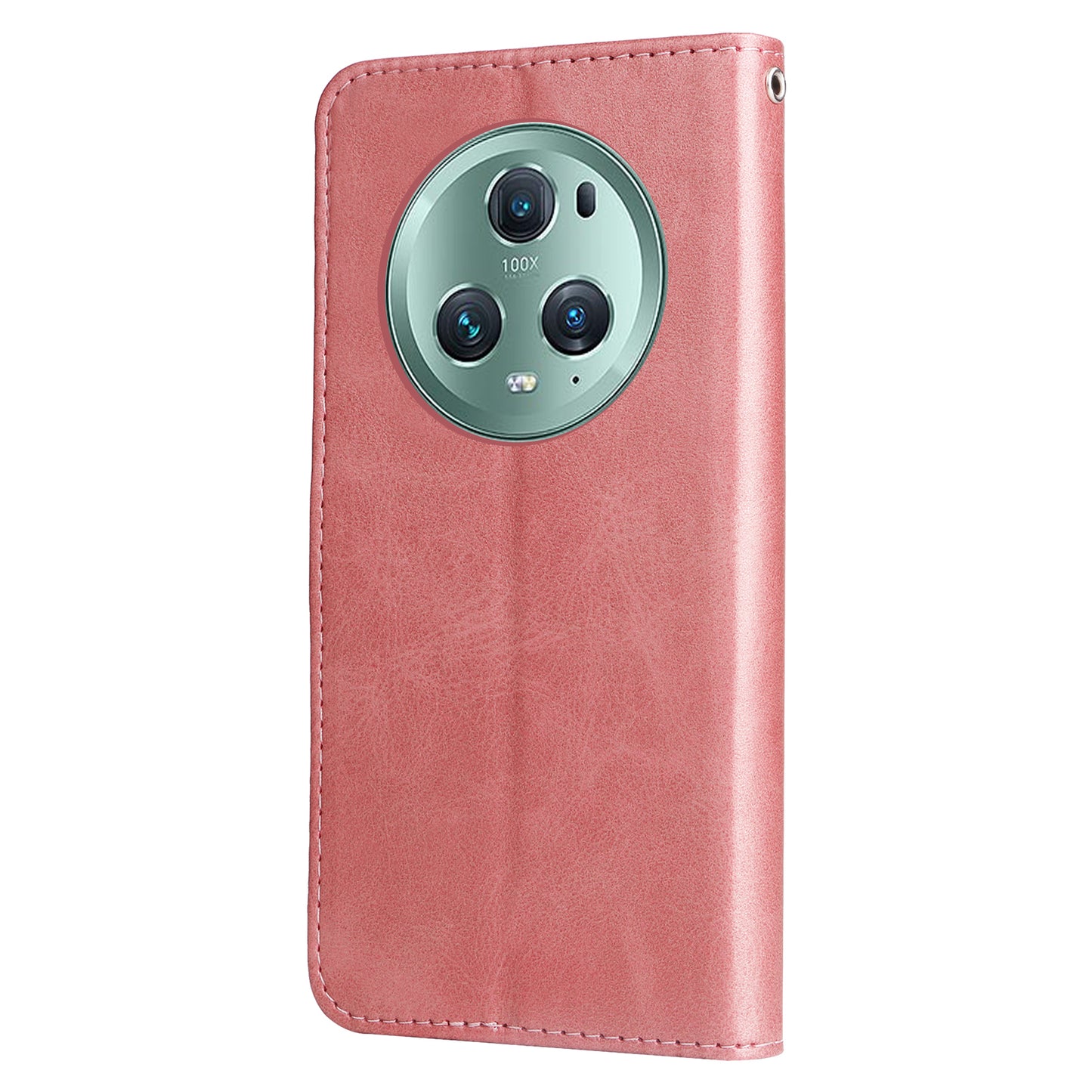 Wallet Phone Cover for Honor Magic5 Pro PU Leather Case Zipper Pocket Calf Texture Stand Shell