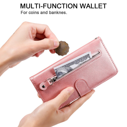 Wallet Phone Cover for Honor Magic5 Pro PU Leather Case Zipper Pocket Calf Texture Stand Shell