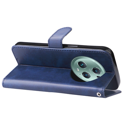 Wallet Phone Cover for Honor Magic5 Pro PU Leather Case Zipper Pocket Calf Texture Stand Shell