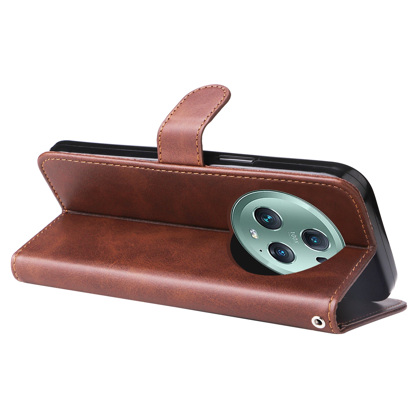 Wallet Phone Cover for Honor Magic5 Pro PU Leather Case Zipper Pocket Calf Texture Stand Shell