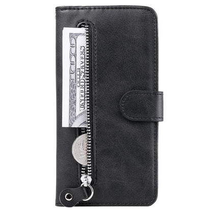 Wallet Phone Cover for Honor Magic5 Pro PU Leather Case Zipper Pocket Calf Texture Stand Shell