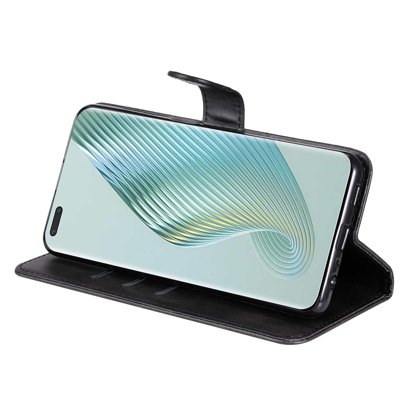 Wallet Phone Cover for Honor Magic5 Pro PU Leather Case Zipper Pocket Calf Texture Stand Shell