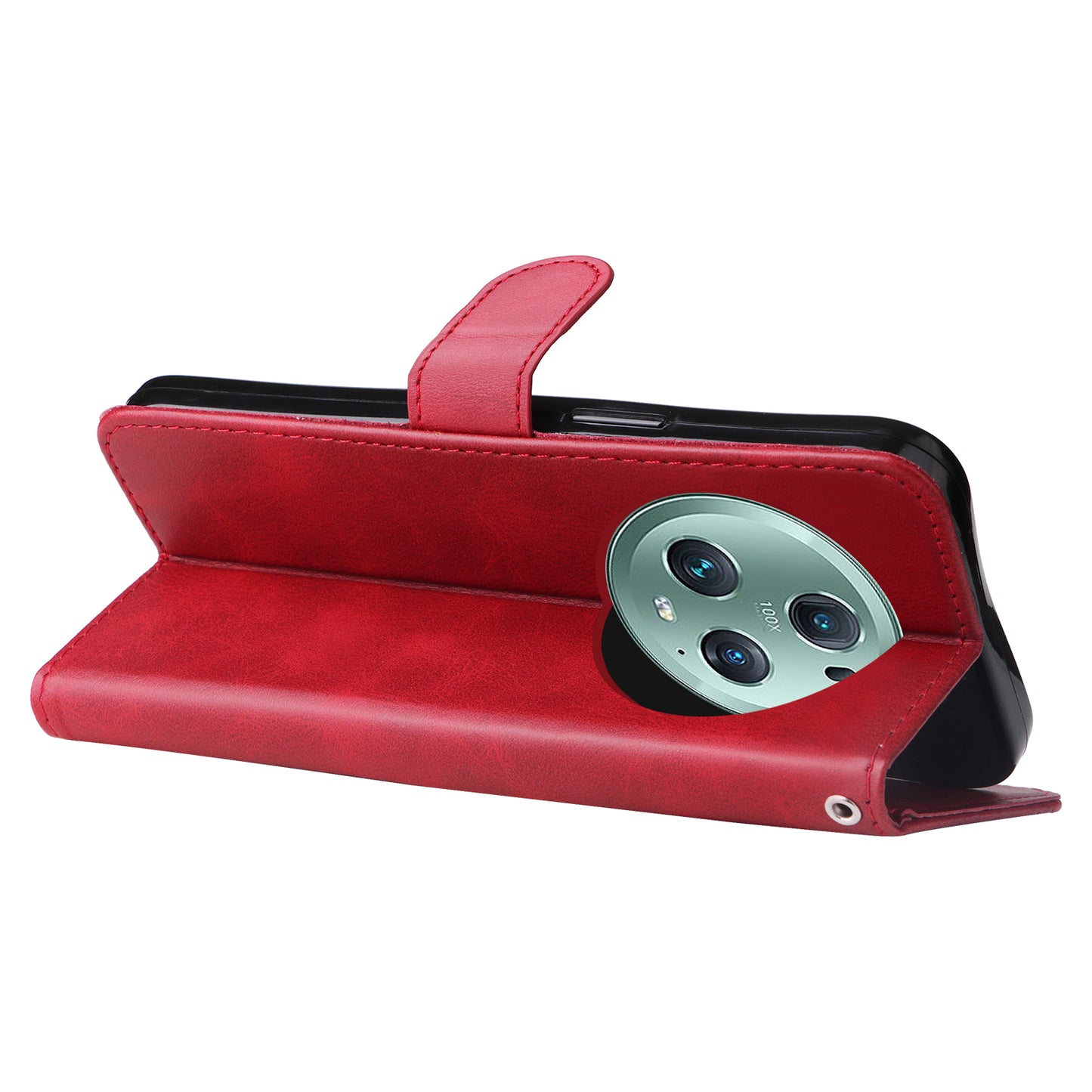 Wallet Phone Cover for Honor Magic5 Pro PU Leather Case Zipper Pocket Calf Texture Stand Shell