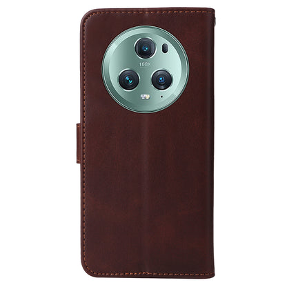 For Honor Magic5 Pro Calf Texture Phone Shell Stand Phone Case Leather Phone Cover with Strap