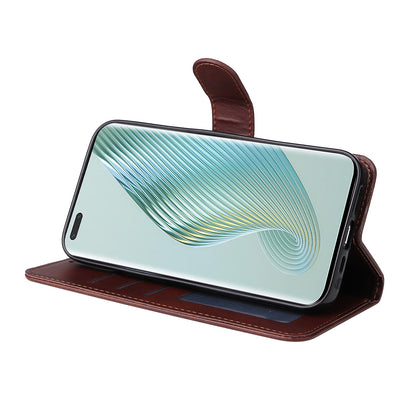 For Honor Magic5 Pro Calf Texture Phone Shell Stand Phone Case Leather Phone Cover with Strap