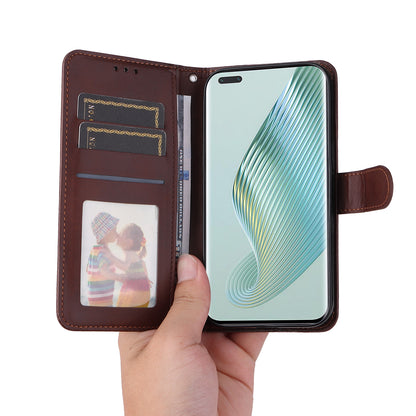 For Honor Magic5 Pro Calf Texture Phone Shell Stand Phone Case Leather Phone Cover with Strap