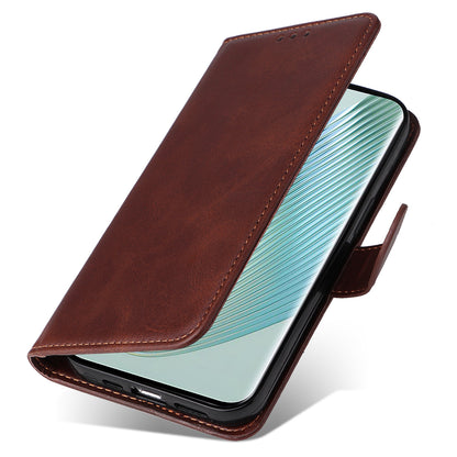 For Honor Magic5 Pro Calf Texture Phone Shell Stand Phone Case Leather Phone Cover with Strap