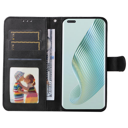 For Honor Magic5 Pro Calf Texture Phone Shell Stand Phone Case Leather Phone Cover with Strap