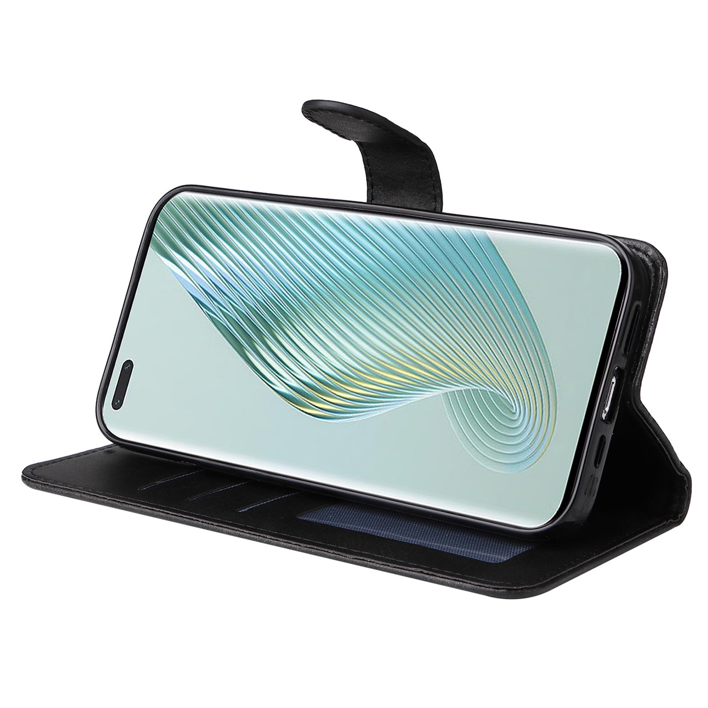 For Honor Magic5 Pro Calf Texture Phone Shell Stand Phone Case Leather Phone Cover with Strap