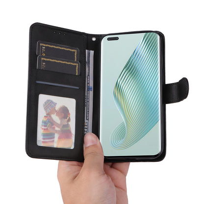 For Honor Magic5 Pro Calf Texture Phone Shell Stand Phone Case Leather Phone Cover with Strap