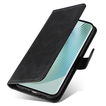 For Honor Magic5 Pro Calf Texture Phone Shell Stand Phone Case Leather Phone Cover with Strap