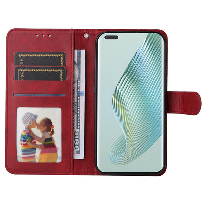 For Honor Magic5 Pro Calf Texture Phone Shell Stand Phone Case Leather Phone Cover with Strap