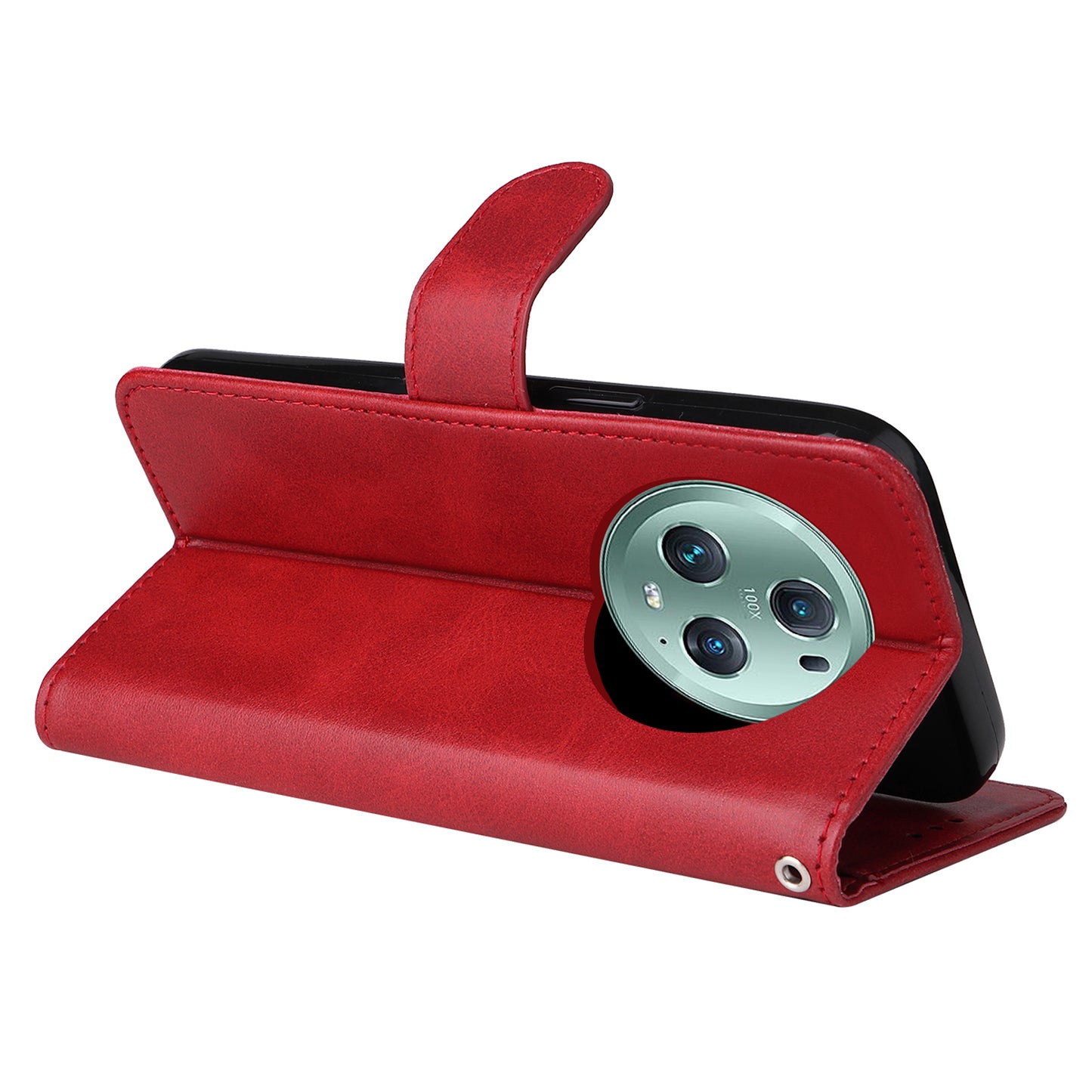 For Honor Magic5 Pro Calf Texture Phone Shell Stand Phone Case Leather Phone Cover with Strap