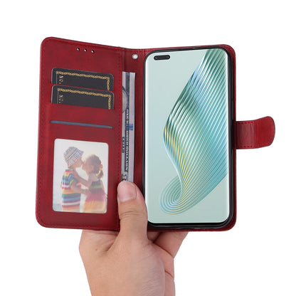 For Honor Magic5 Pro Calf Texture Phone Shell Stand Phone Case Leather Phone Cover with Strap