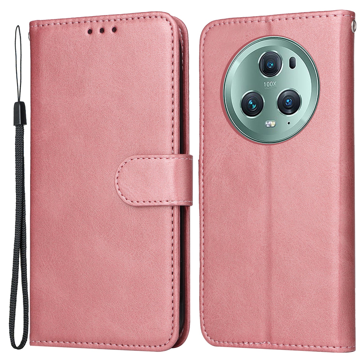 For Honor Magic5 Pro Calf Texture Phone Shell Stand Phone Case Leather Phone Cover with Strap