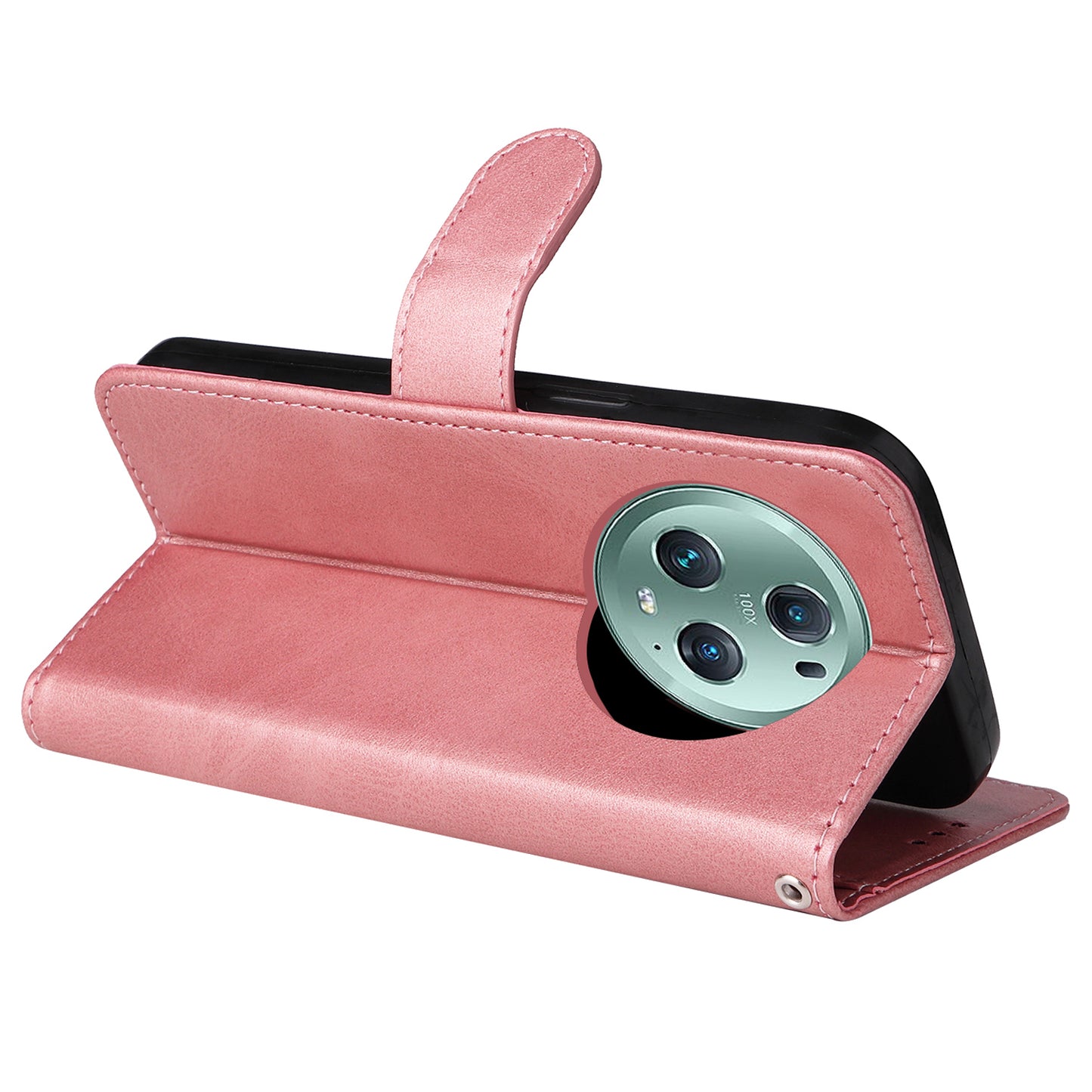 For Honor Magic5 Pro Calf Texture Phone Shell Stand Phone Case Leather Phone Cover with Strap