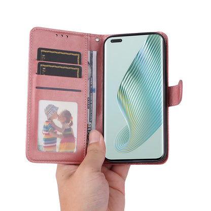 For Honor Magic5 Pro Calf Texture Phone Shell Stand Phone Case Leather Phone Cover with Strap