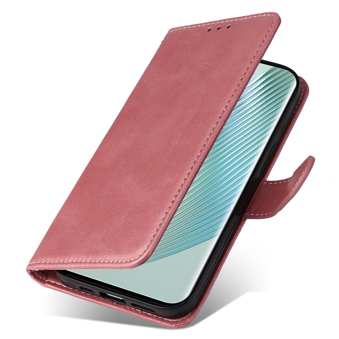 For Honor Magic5 Pro Calf Texture Phone Shell Stand Phone Case Leather Phone Cover with Strap