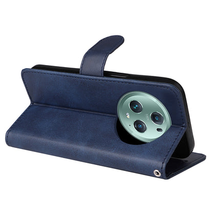 For Honor Magic5 Pro Calf Texture Phone Shell Stand Phone Case Leather Phone Cover with Strap