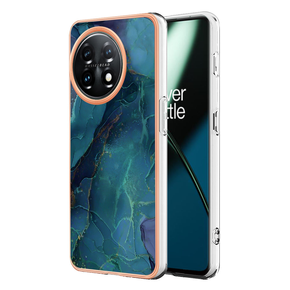 YB IMD Series-16 Style E Phone Case For OnePlus 11 5G , 2.0mm Electroplating IMD Marble Pattern TPU Cover